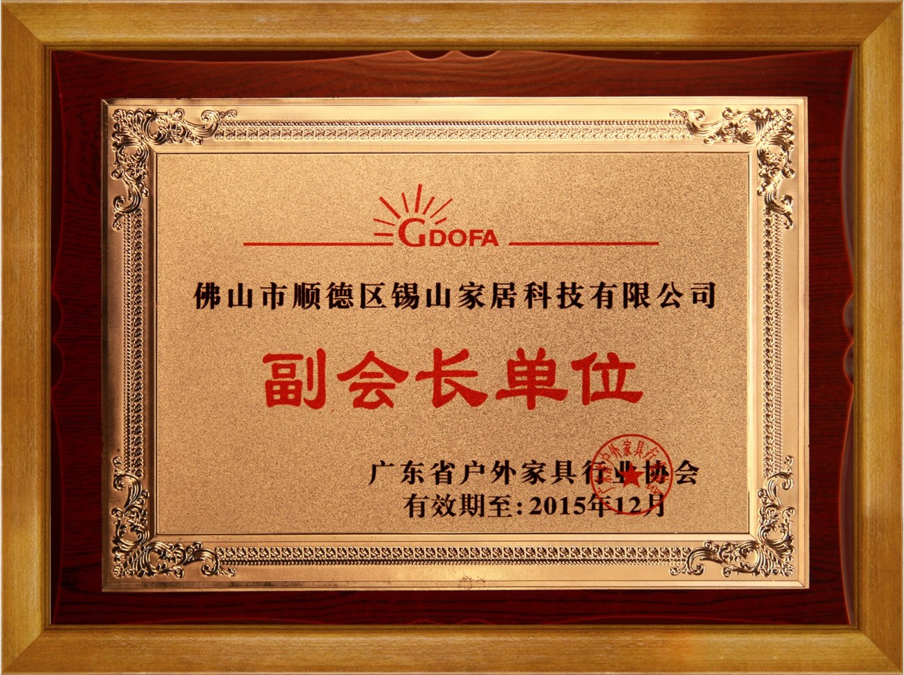 广东省户外家具行业协会副会长单位